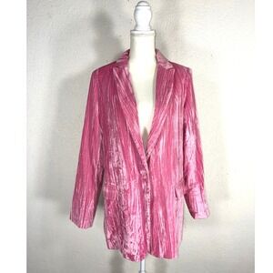 Buddy Love Pink Crushed Velvet Heff Blazer Jacket CG5026 Size Large
